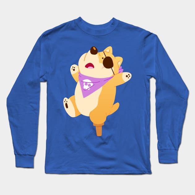 Pirate Shiba Long Sleeve T-Shirt by eagletoons